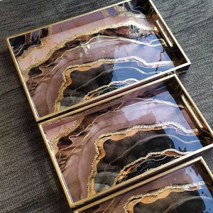 Bandeja de Resina con Diseño Floral Art Deco, Hecha a Mano, de Alta Calidad, Personalizable para Decoración del Hogar, Bodas y Servicio de Té/Café - Product Image 3