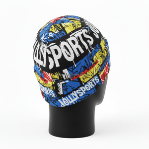 Bonnet d'hiver pour homme en polyester extensible de haute qualité, imprimé intégral coloré, logo personnalisé en jacquard, bonnet thermique - Product Image 4