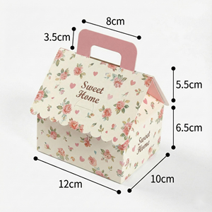 กล่องกระดาษรูปทรงบ้านสีชมพูสำหรับใส่คุกกี้ บิสกิต ของขวัญสุดหรู สร้างสรรค์ พร้อมโลโก้สั่งทำ สำหรับงานปาร์ตี้เด็ก - Product Image 3