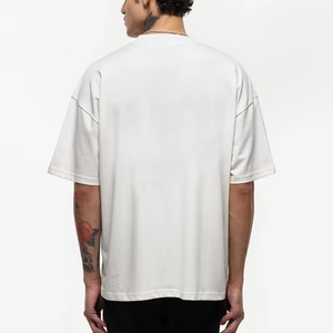 เสื้อยืดผ้าฝ้าย100% OEM เสื้อยืดคอกลมโชว์ไหล่โอเวอร์ไซส์เสื้อยืดสตรีทแวร์ระบายอากาศได้ดีแห้งเร็วเหมาะกับชายและหญิง - Product Image 5