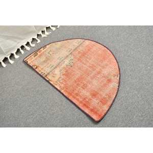 Bohemian <b>Red</b> Wool Rug 2.5x1.5ft Turkish Style Abstract Pattern <b>Latex</b> Backed 10mm for Entryway Bedside Patchwork Rectangle PP Rug - Product Image 2