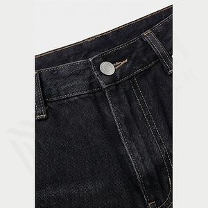 Men's New Solid Customized Color Denim Straight Leg Pants Casual Loose High Waist <b>Elastic</b> Trousers Winter Embroidered Technics - Product Image 4