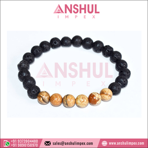 Premium Quality Casual/ Sporty Style Picture Jasper Diffuser Essential Oil Stones Crystal <b>Gemstone</b> Beaded Lava Diffuser <b>Bracelet</b> - Product Image 4