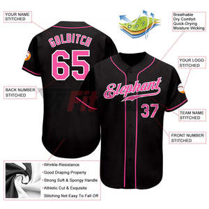 Custom Unisex Black Pink Baseball Jersey Full Sleeve Sublimated Team <b>Name</b> Number Fitted Breathable Adult Apparel Anti-Bacterial - Product Image 5