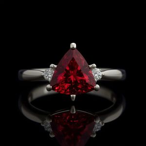 แหวนหมั้นโกเมน925เงินแท้สำหรับผู้หญิงที่มีเพชรกลมเน้นของขวัญเครื่องประดับที่ดี - Product Image 4