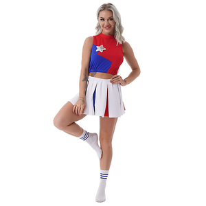 Professional Two-Piece Polyester Dancing Suits <b>Cheerleader</b> Uniforms for Adults Girls Bra Style for Children's Dance Wear - Product Image 2