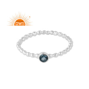 Meilleure vente 925 argent Sterling fin naturel Londres bleu topaze pierre précieuse bague empilable bijoux personnalisés pour les femmes cadeau pour elle - Product Image 1
