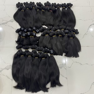 Extensiones de cabello humano vietnamita negro recto Natural sin procesar extremos súper doblemente alineados con cutícula para hacer pelucas - Product Image 6