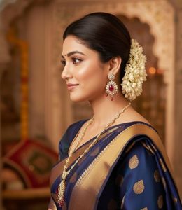 Elegant Royal Style Pendant Necklace and Long Earrings <b>Set</b> with Ruby Teardrop Stone for Wedding and Party Jewelry Collection Use - Product Image 2