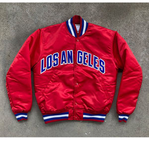 Veste bomber satinée avec logo sur le devant, personnalisée, broderie, respirante, coupe-vent, séchage rapide, col rond, streetwear - Product Image 1