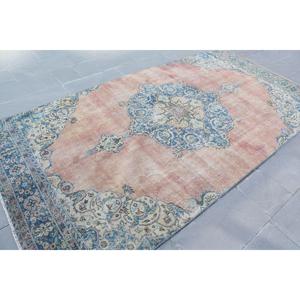 Alfombra turca vintage grande de 5.2x10.1 pies (157x307 cm), alfombra azul con lunares - Product Image 4