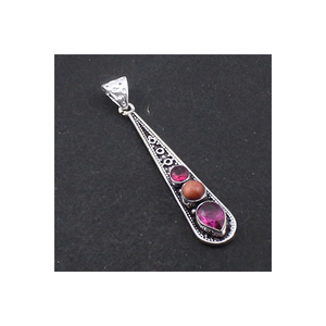Colgante de Piedra solar de Cuarzo Rosa, joyería de plata de ley 925, famosa, hecha a mano - Product Image 1
