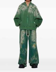 Conjunto de chándal para mujer con lavado ácido, ropa de calle para mujer, sudadera con capucha y pantalones de chándal con bordado desgastado Vintage, conjunto de chándal para mujer - Product Image 1