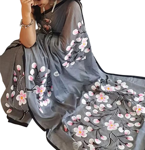 Saree de lino personalizado con diseño de rayas Acabado cómodo y blusa a juego para ropa de fiesta formal para mujer - Product Image 6