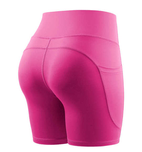 Pantalones cortos de realce de cintura alta para mujer, pantalones cortos de Yoga de entrenamiento de Color sólido, mallas para correr para mujer, sin costuras, cintura alta - Product Image 3
