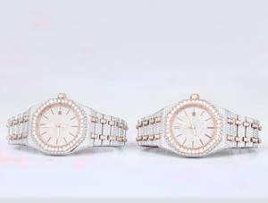 Luxury Quartz Men's Women's <b>Iced</b> Moissanite <b>Watch</b> VVS Analog 20m Water Resistant Stainless Steel 5mm Case Thickness - Product Image 5