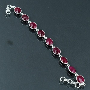 Bracelet pour femme en argent sterling 925 plaqué rhodium avec pierre précieuse rubis, fait à la main, cadeau de mariage pour maman - Product Image 6