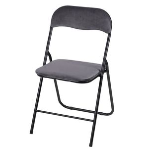 Sedia Pieghevole Contemporanea con Design Trapuntato Effetto Velluto Grigio per Sala da Pranzo e Ufficio Domestico, Arredamento per la Casa - Product Image 1