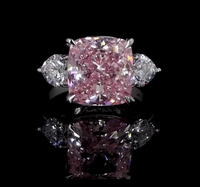 Bague sertie de diamants roses vifs fantaisie de 8,18 ct, cultivés en laboratoire, VS1, certifiée IGI 582359543, argent plaqué or 14k/18k, pour femmes