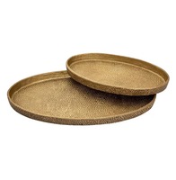 Plateau de service multifonctionnel en aluminium, artisanat métallique fait main en bronze doré antique, design personnalisable pour la décoration de la maison de luxe