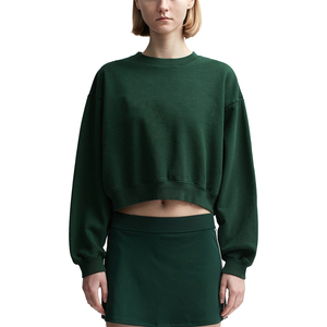 เสื้อคอกลมแขนยาวของผู้หญิงเสื้อสเวตเชิ้ต100% ผ้าฝ้ายทรงหลวม2025ล้างกรดสำหรับฤดูใบไม้ร่วงฤดูหนาว - Product Image 5