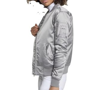 Haute Qualité Tache Respirant Baseball College Varsity Veste Bomber Veste Meilleure Vente Femmes Satin Varsity Veste Couleur Unie - Product Image 2