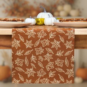 Chemin de table d'automne Feuilles d'automne Décor saisonnier pour cuisine et table à manger, pour Thanksgiving, maison, rassemblement de vacances-Jora - Product Image 1