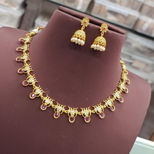 Classic Premium Quality Exclusive Unique Design Gold Plated Necklace Set With <b>Earrings</b> For Wedding Collection For Women - Product Image 1