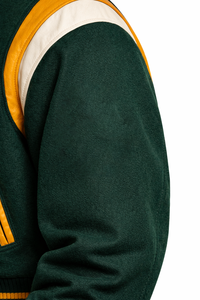 Blouson de baseball tendance pour homme, brodé de lettres, printemps-automne, vert et jaune, style universitaire, personnalisable - Product Image 4