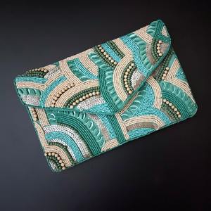 Bolsos de hombro bordados con cuentas de semillas, bolso artesanal hecho a mano, bolsos de estilo bohemio con coloridas cuentas de semillas, arte bordado - Product Image 2