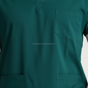 Uniforme Médico Personalizado OEM, Cómodo, 100% Algodón Satinado, Ligero, Unisex, Cuello en V, Conjunto de Enfermería - Product Image 4