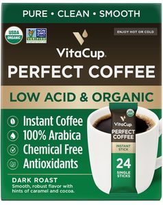 VitaCup Perfect Low Acid Instant Coffee Packets, Dark Roast Coffee Single Origin, Clean & Pure, 24 ct - Product Image 5