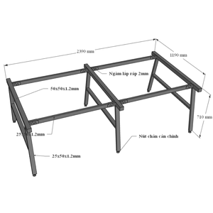 Table de conférence contemporaine 240x120 avec pieds en acier, assemblage requis HBAC013 - Product Image 6