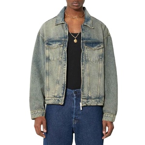 Veste en jean de coton pour hommes de haute qualité, respirante, grande taille, fermeture à glissière complète, veste d'extérieur décontractée pour hommes pour l'automne et l'hiver - Product Image 1