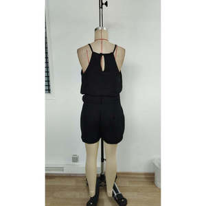 Women'<b>s</b> Halter Neck <b>Blouse</b> <b>and</b> Short Two-Piece Set, 34930 - Black - Product Image 5