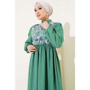 Robe de bal à fleurs en tulle vert - Product Image 2