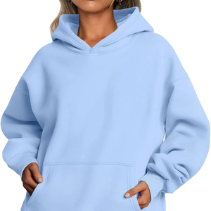 Trendy Queen Womens Oversized Hooded Pullover Sudaderas de lana de manga larga con bolsillo para ropa de otoño e invierno - Product Image 1