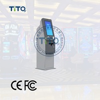 Terminal de distribution de billets à écran tactile avec lecteur de codes QR et imprimante de tickets, borne de jeu d'adresse avec plateau de jeu intégré