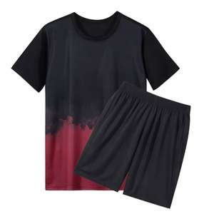 Unisex Summer Gym Short <b>Set</b> 100% Cotton <b>Knitted</b> T-Shirt and Matching Shorts Casual Style for Men and Women - Product Image 6