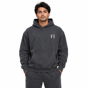 Sweat-shirts unisexes délavés à l'acide avec impression de logo personnalisé, coupe oversize à épaules tombantes, survêtements d'hiver pour hommes, grandes tailles, vente en gros USA - Product Image 1