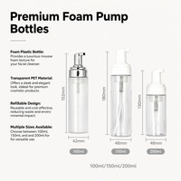 Désinfectant pour le visage vide, 5 pièces, flacon à pompe en mousse en plastique, transparent, blanc, ambre, noir, animaux de compagnie, 100ml, 150ml et 200ml