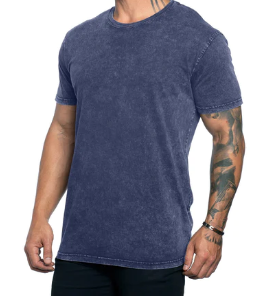 T-shirts à col rond personnalisés de haute qualité lourds 100% coton t-shirts graphiques lourds en détresse pierre lavée t-shirts en gros - Product Image 6