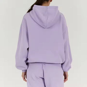 Conjunto de Sudadera con Capucha y Pantalones Deportivos de Lujo Personalizados OEM, Color Morado, Estilo Urbano para Mujer, Corte Regular, Logotipo Frontal, Cierre de Invierno, Ropa Deportiva Sólida - Product Image 5