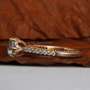 Anillo de compromiso de diamante cultivado en laboratorio de corte redondo de 1,2 quilates, regalo de aniversario de diamante CVD de oro rosa para ella - Product Image 2