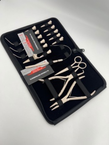 Kit d'outils pour extensions de cheveux couleur beige nude, en acier inoxydable de qualité chirurgicale, avec logo personnalisé, pinces, clips métalliques à boucle, ciseaux, aiguilles - Product Image 5