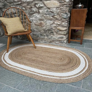 พรมปอกระเจาทรงกลมตกแต่งด้วยขอบกลีบดอกวงกลมสำหรับห้องนั่งเล่นห้องนอนห้องโถงโรงแรมสำนักงาน - Product Image 2