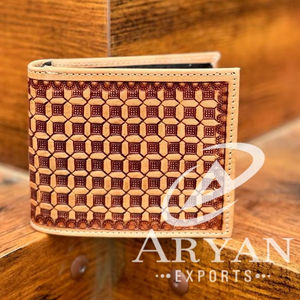 Nueva moda, billetera de cuero mecanizada a mano para hombre, cremallera larga, superventas, patrón occidental, tarjetero de cuero genuino, carteras para hombre - Product Image 1