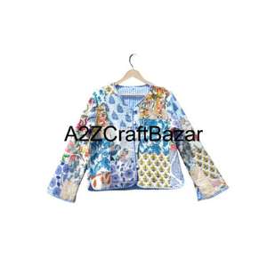 Chaqueta de Mujer Estilo Bohemio Indio, Reversible, Acolchada, de Algodón Suave, con Estampado Floral, Hecha a Mano, para Todas las Temporadas - Product Image 1