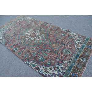 Turkish 4.5x9.2 ft Rug, Vintage Rug, <b>Brown</b> Southwestern Rug <b>Wool</b> - Product Image 4