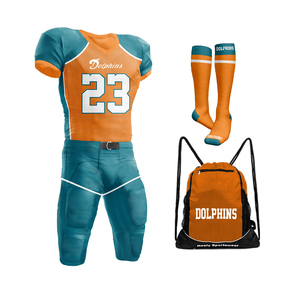 Nouvelle conception, ensemble d'uniformes de football américain personnalisés imprimés, chaussettes, sac de sport, manches courtes, 100% polyester respirant - Product Image 4